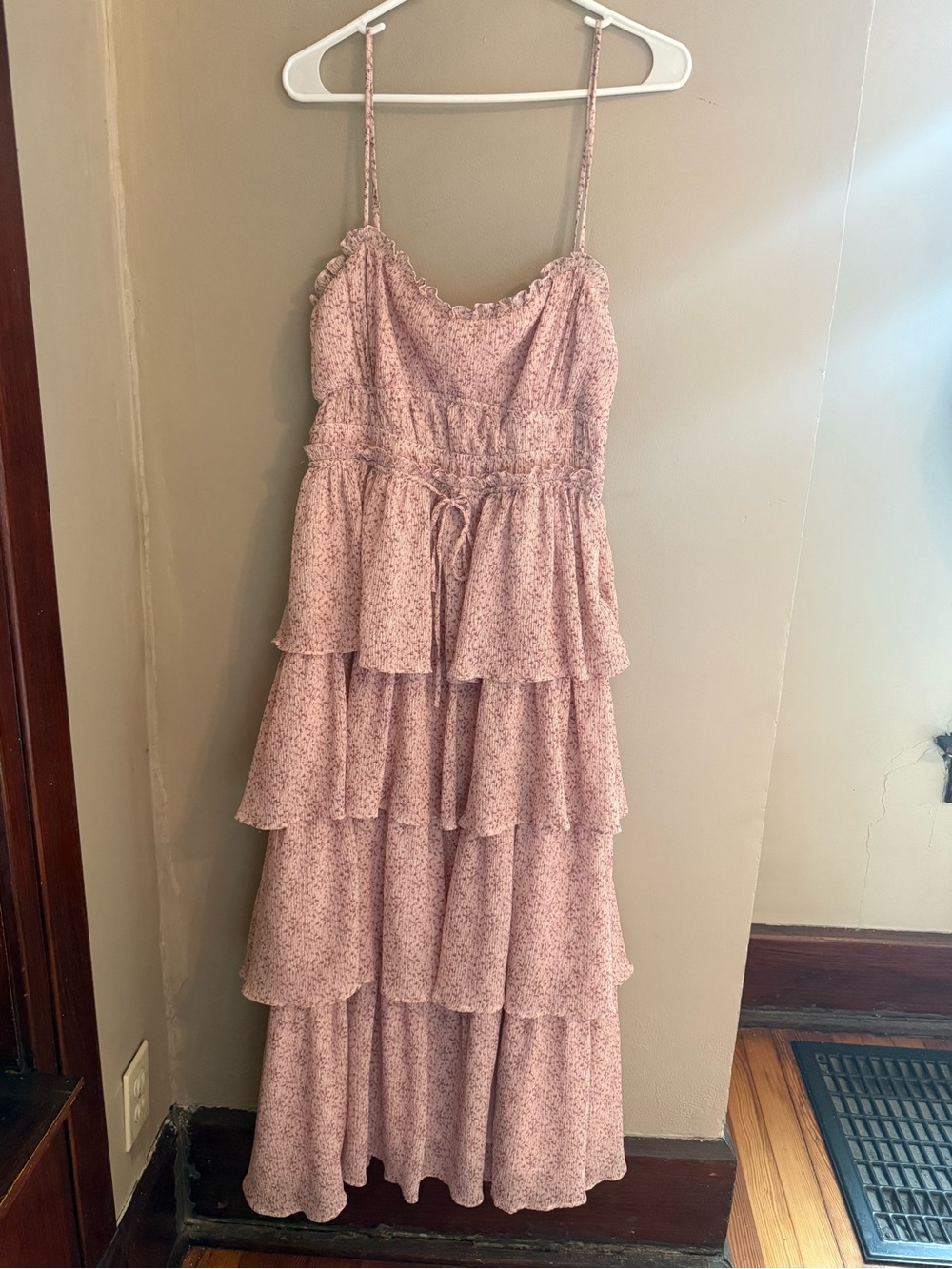 Astr the Label Dusty Pink Floral Tiered Maxi Dress